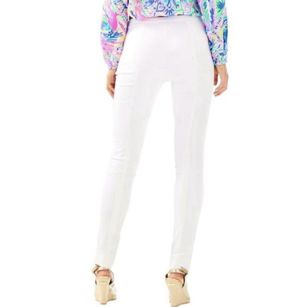 Lilly Pulitzer Alessia Stretch Dinner Pants 8 White Trousers Slim Ankle Resort - Picture 12 of 16